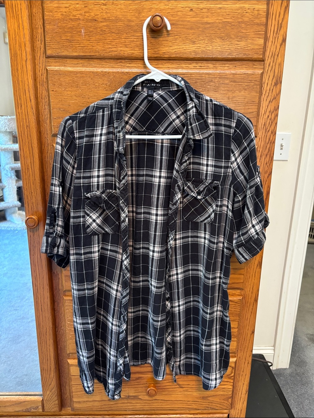 FANG Black and White Plaid Button-Down Shirt